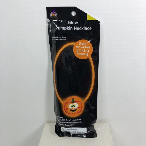 Glow Pumpkin Necklace Easy to Activate Glows for Hours - Picture 1 of 7
